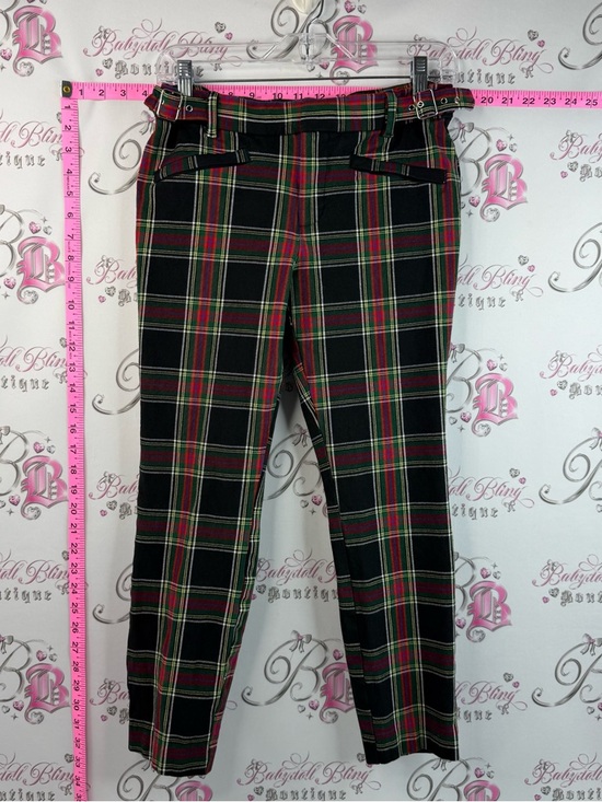 GAP Pants - GAP Signature Skinny Ankle Trousers in with a Red, Green & Black pattern way Y2K